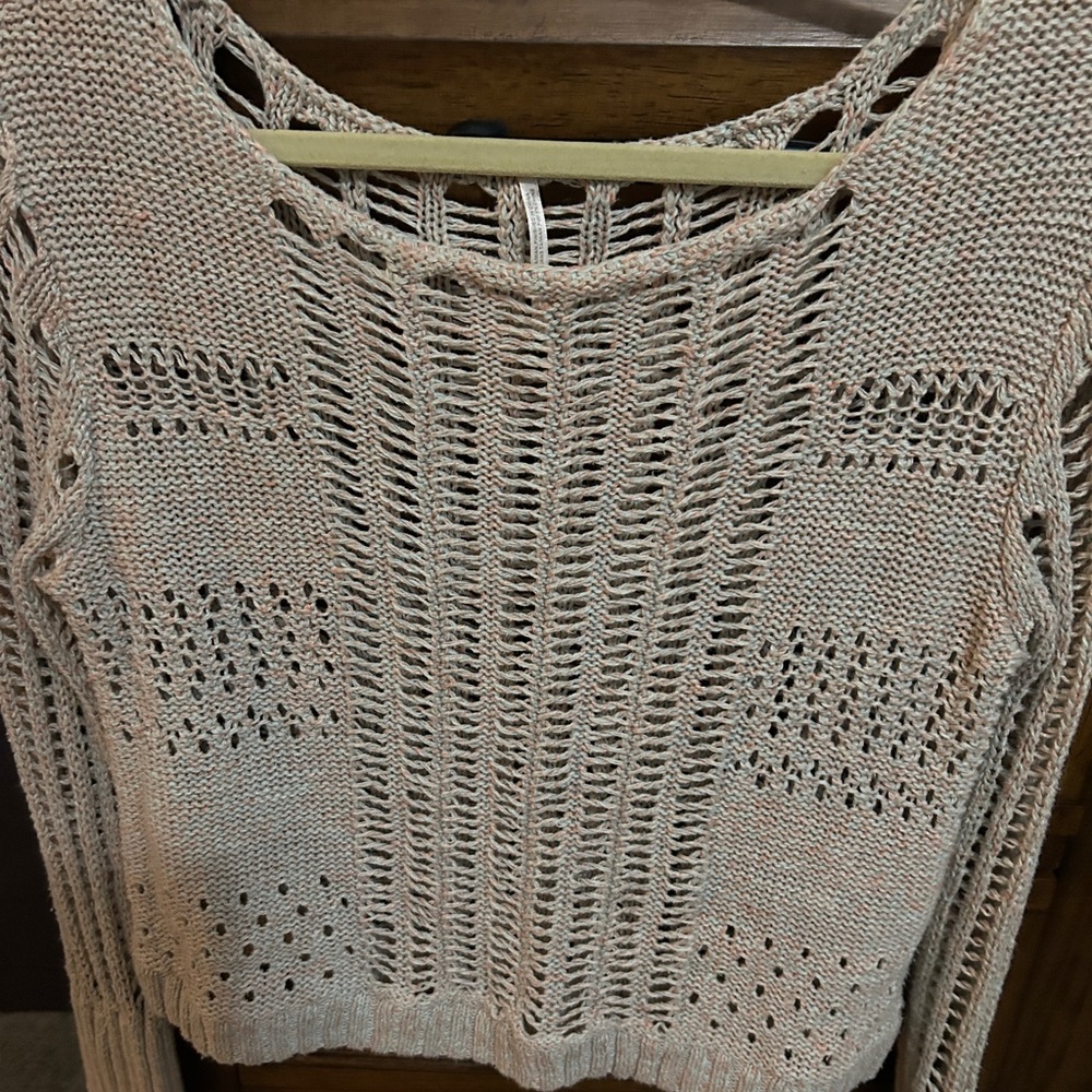 Free People Goccia beige crop open knit sweater